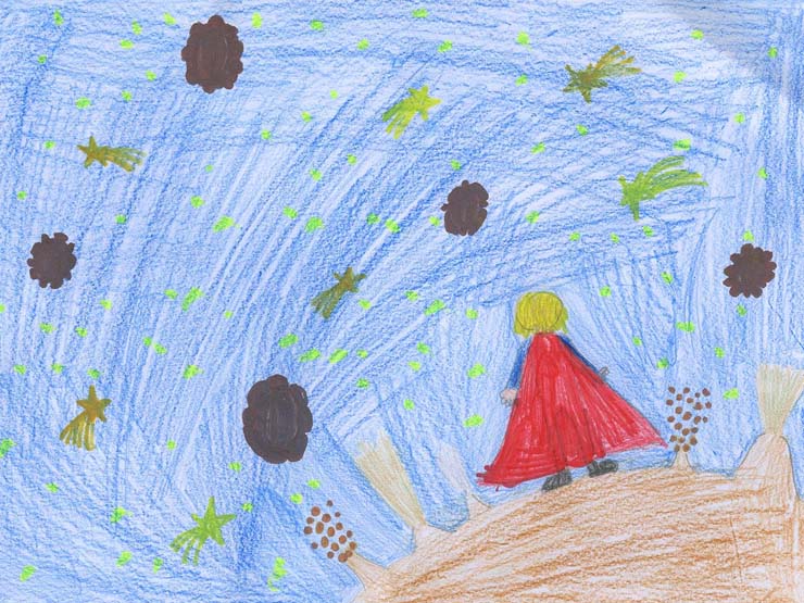 Der Kleine Prinz. Bild von Melina, 9 Jahre, Grundschule Bernried am Starnberger See