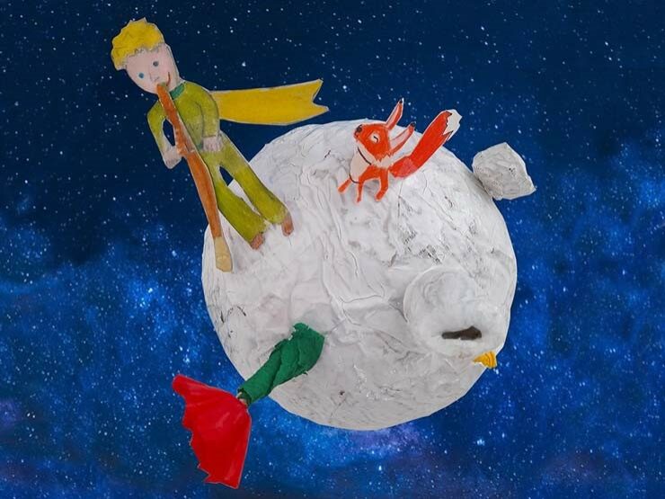 Der Planet des Kleinen Prinzen. Dreidimensionale Papierarbeit von Victoria, Grundschule Bernried, 4. Klasse